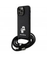 Karl Lagerfeld KLHCP14XSAKCPSK case for iPhone 14 Pro Max 6.7" hardcase - black Crossbody Saffiano Metal Pin Karl&Choupette
