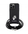 Karl Lagerfeld KLHCP14XSAKCPSK case for iPhone 14 Pro Max 6.7" hardcase - black Crossbody Saffiano Metal Pin Karl&Choupette