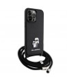 Karl Lagerfeld KLHCP14XSAKCPSK case for iPhone 14 Pro Max 6.7" hardcase - black Crossbody Saffiano Metal Pin Karl&Choupette
