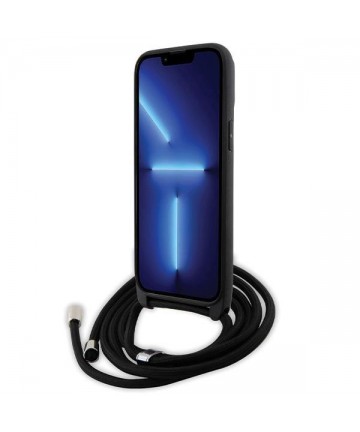 Karl Lagerfeld KLHCP14XSAKCPSK case for iPhone 14 Pro Max 6.7" hardcase - black Crossbody Saffiano Metal Pin Karl&Choupette