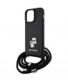 Karl Lagerfeld KLHCP14XSAKCPSK case for iPhone 14 Pro Max 6.7" hardcase - black Crossbody Saffiano Metal Pin Karl&Choupette