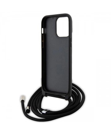 Karl Lagerfeld KLHCP14XSAKCPSK case for iPhone 14 Pro Max 6.7" hardcase - black Crossbody Saffiano Metal Pin Karl&Choupette
