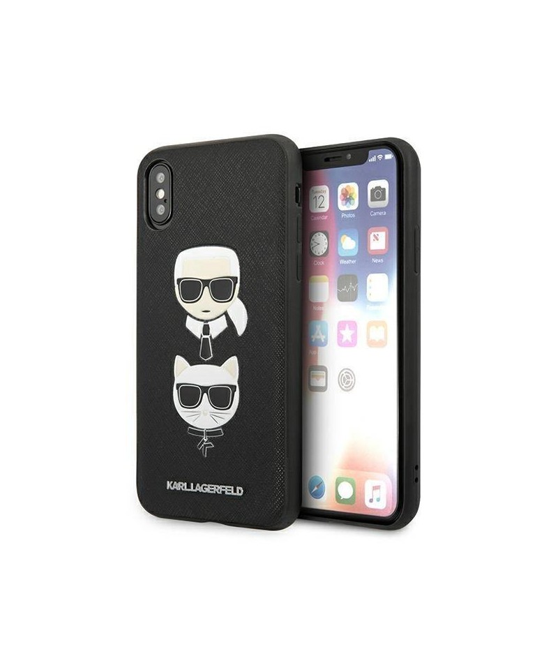 Karl Lagerfeld Saffiano Karl&Choupette Head case for iPhone X/XS - black