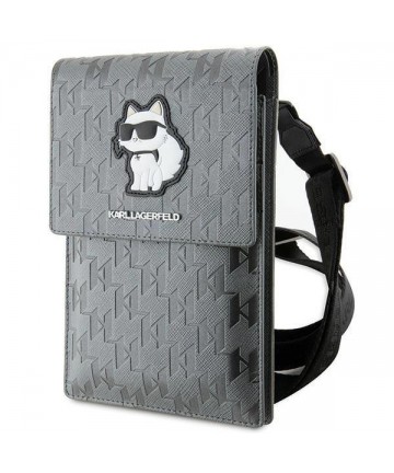 Karl Lagerfeld Case KLWBSAKHPCG Handbag - Silver Saffiano Monogram Choupette
