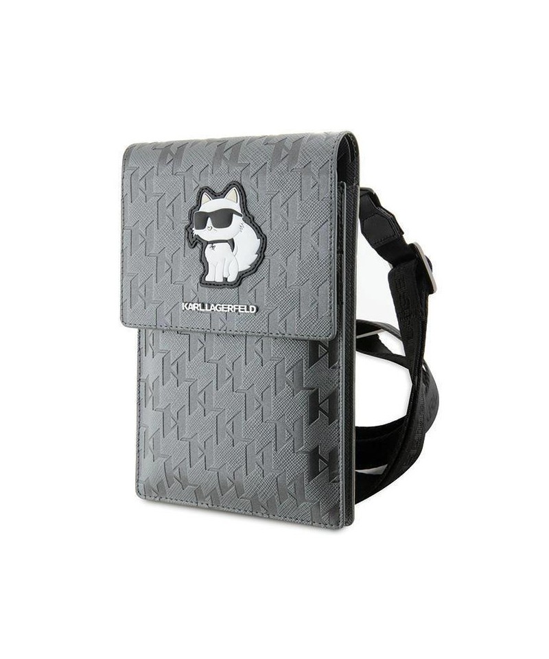 Karl Lagerfeld Case KLWBSAKHPCG Handbag - Silver Saffiano Monogram Choupette