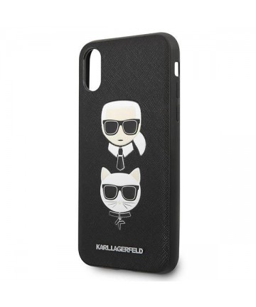 Karl Lagerfeld Saffiano Karl&Choupette Head case for iPhone X/XS - black