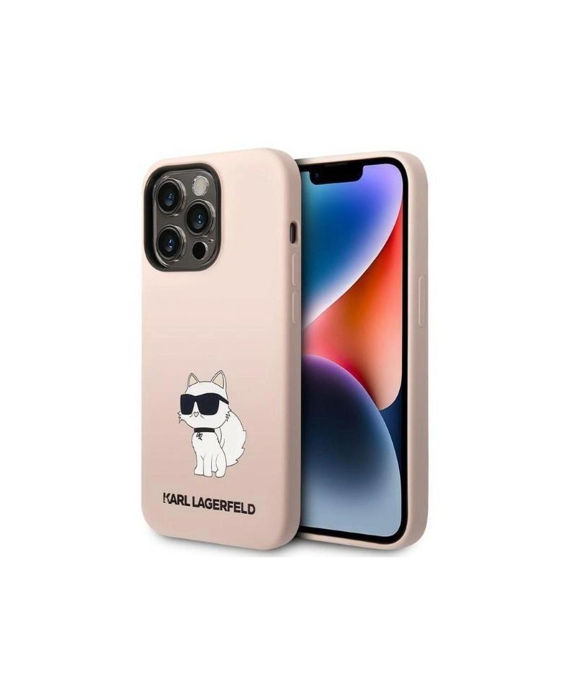 Karl Lagerfeld Silicone Choupette case for iPhone 14 Pro Max - pink