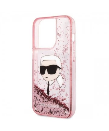 Karl Lagerfeld Glitter Karl's Head case for iPhone 14 Pro Max - pink