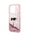 Karl Lagerfeld Glitter Karl's Head case for iPhone 14 Pro Max - pink
