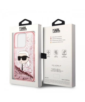 Karl Lagerfeld Glitter Karl's Head case for iPhone 14 Pro Max - pink