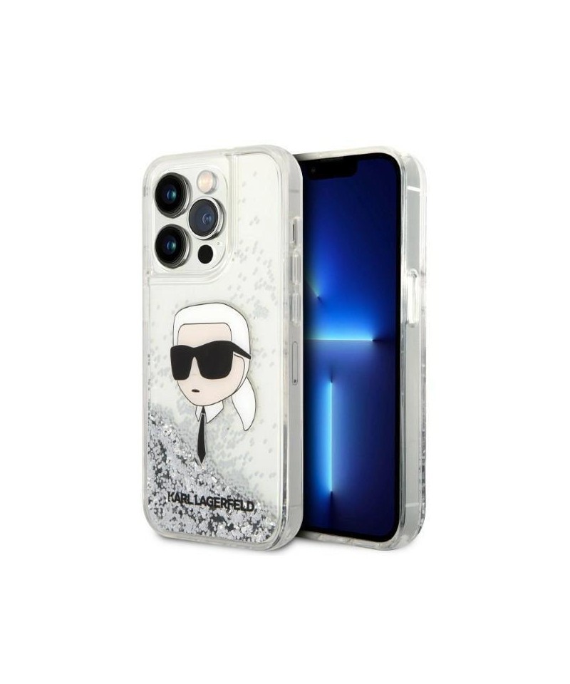 Karl Lagerfeld Glitter Karl's Head case for iPhone 14 Pro Max - silver