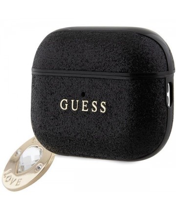Guess GUAP2PGEHCDK case for AirPods Pro 2 cover - black Fixed Glitter Heart Diamond Charm
