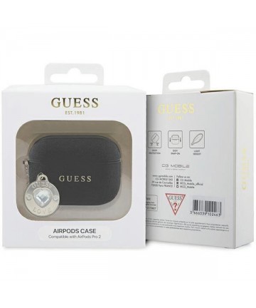 Guess GUAP2PGEHCDK case for AirPods Pro 2 cover - black Fixed Glitter Heart Diamond Charm