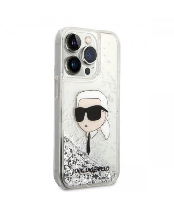 Karl Lagerfeld Glitter Karl's Head case for iPhone 14 Pro Max - silver