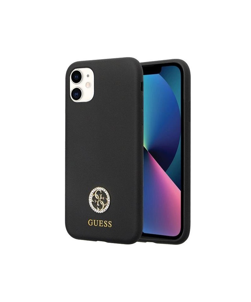 Guess GUHCN614DGPK Case for iPhone 11 / Xr - Black Silicone Logo Strass 4G
