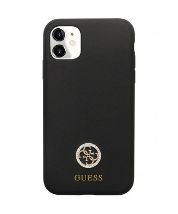 Guess GUHCN614DGPK Case for iPhone 11 / Xr - Black Silicone Logo Strass 4G