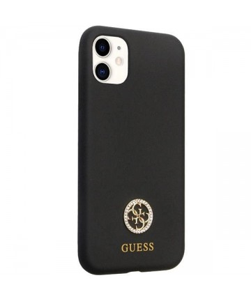 Guess GUHCN614DGPK Case for iPhone 11 / Xr - Black Silicone Logo Strass 4G