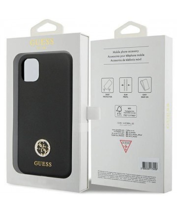 Guess GUHCN614DGPK Case for iPhone 11 / Xr - Black Silicone Logo Strass 4G