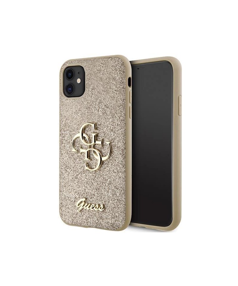 Guess GUHCN61HG4SGD case for iPhone 11 / Xr - gold Glitter Script Big 4G