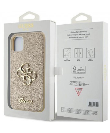 Guess GUHCN61HG4SGD case for iPhone 11 / Xr - gold Glitter Script Big 4G