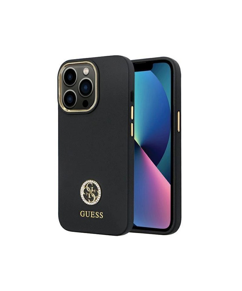 Guess GUHCP13LM4DGPK case for iPhone 13 Pro / 13 - black Silicone Logo Strass 4G