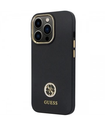 Guess GUHCP13LM4DGPK case for iPhone 13 Pro / 13 - black Silicone Logo Strass 4G