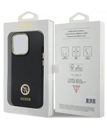 Guess GUHCP13LM4DGPK case for iPhone 13 Pro / 13 - black Silicone Logo Strass 4G
