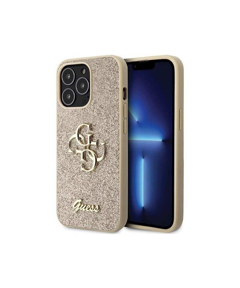 Guess GUHCP13XHG4SGD case for iPhone 13 Pro Max 6.7" - gold Glitter Script Big 4G