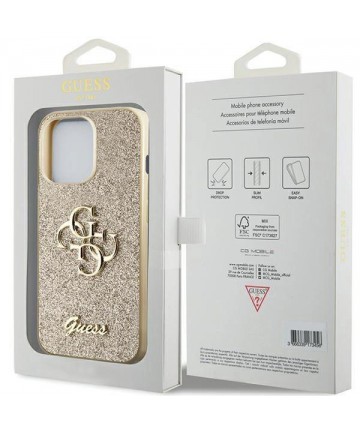 Guess GUHCP13XHG4SGD case for iPhone 13 Pro Max 6.7" - gold Glitter Script Big 4G