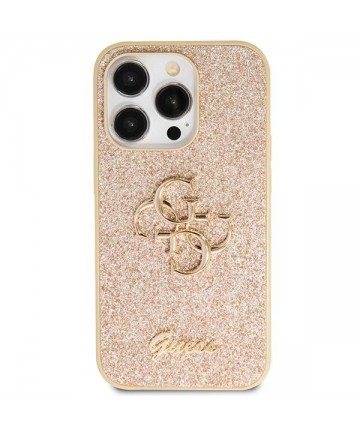 Guess GUHCP14LHG4SGD case for iPhone 14 Pro - gold Glitter Script Big 4G