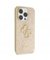 Guess GUHCP14LHG4SGD case for iPhone 14 Pro - gold Glitter Script Big 4G