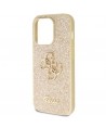Guess GUHCP14LHG4SGD case for iPhone 14 Pro - gold Glitter Script Big 4G