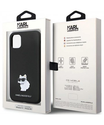 Karl Lagerfeld KLHCN61SMHCNPK case for iPhone 11 / Xr - black Silicone C Metal Pin