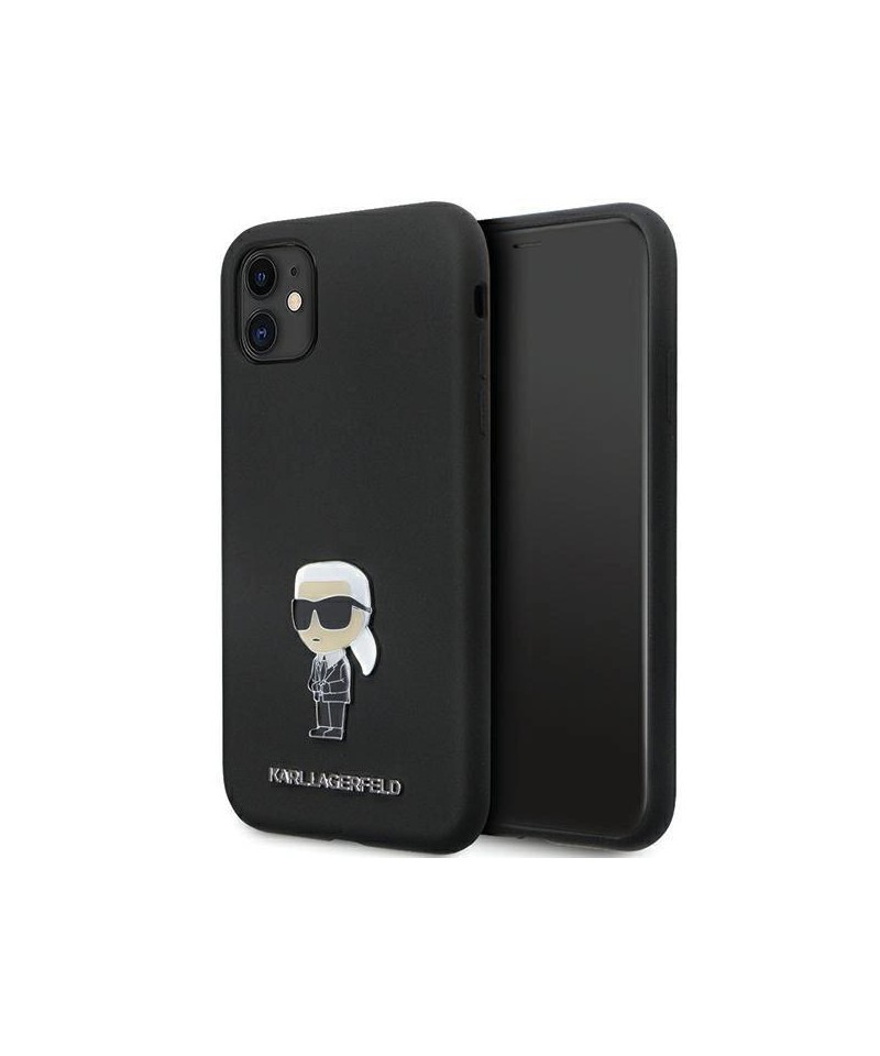 Karl Lagerfeld KLHCN61SMHKNPK case for iPhone 11 / Xr - black Silicone Ikonik Metal Pin
