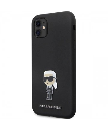 Karl Lagerfeld KLHCN61SMHKNPK case for iPhone 11 / Xr - black Silicone Ikonik Metal Pin