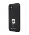 Karl Lagerfeld KLHCN61SMHKNPK case for iPhone 11 / Xr - black Silicone Ikonik Metal Pin