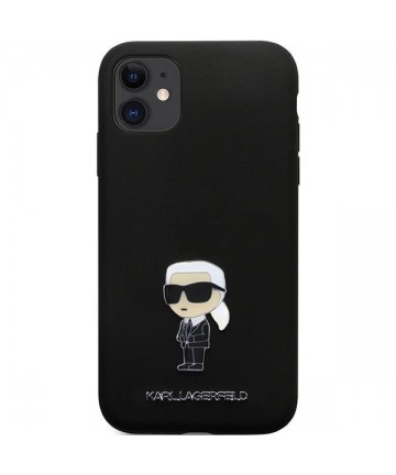 Karl Lagerfeld KLHCN61SMHKNPK case for iPhone 11 / Xr - black Silicone Ikonik Metal Pin