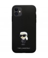Karl Lagerfeld KLHCN61SMHKNPK case for iPhone 11 / Xr - black Silicone Ikonik Metal Pin