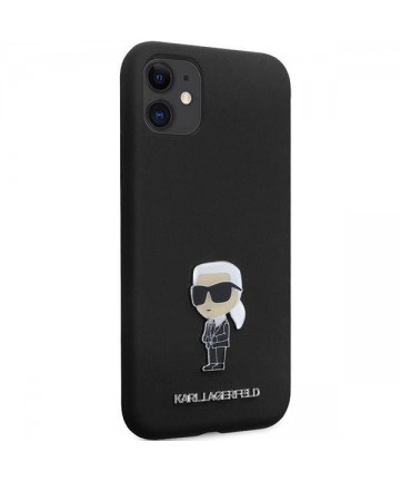 Karl Lagerfeld KLHCN61SMHKNPK case for iPhone 11 / Xr - black Silicone Ikonik Metal Pin