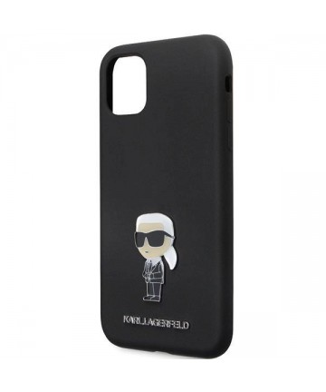 Karl Lagerfeld KLHCN61SMHKNPK case for iPhone 11 / Xr - black Silicone Ikonik Metal Pin