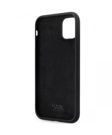 Karl Lagerfeld KLHCN61SMHKNPK case for iPhone 11 / Xr - black Silicone Ikonik Metal Pin
