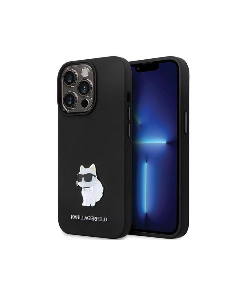Karl Lagerfeld KLHCP13LSMHCNPK case for iPhone 13 Pro / 13 - black Silicone C Metal Pin