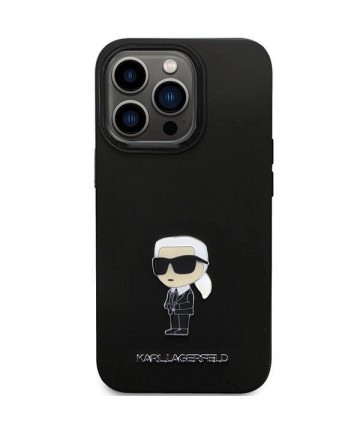 Karl Lagerfeld KLHCP13LSMHKNPK case for iPhone 13 Pro / 13 - black Silicone Ikonik Metal Pin