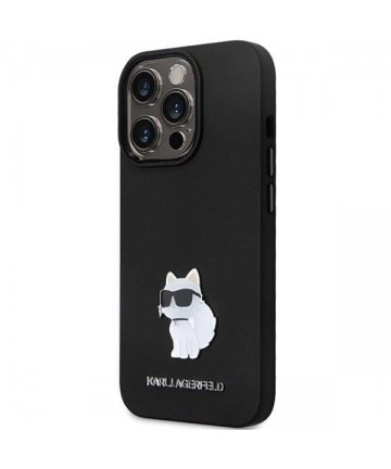 Karl Lagerfeld KLHCP14LSMHCNPK case for iPhone 14 Pro - black Silicone C Metal Pin