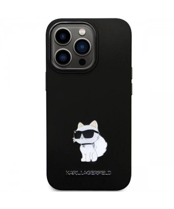 Karl Lagerfeld KLHCP14LSMHCNPK case for iPhone 14 Pro - black Silicone C Metal Pin