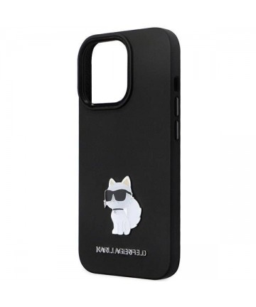 Karl Lagerfeld KLHCP14LSMHCNPK case for iPhone 14 Pro - black Silicone C Metal Pin
