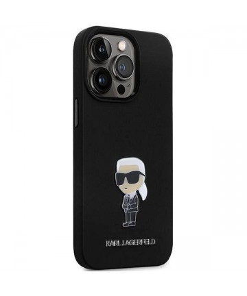 Karl Lagerfeld KLHCP14LSMHKNPK case for iPhone 14 Pro - black Silicone Ikonik Metal Pin