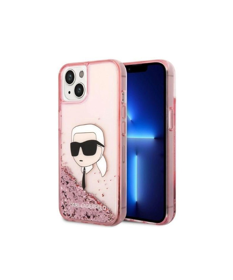 Karl Lagerfeld Glitter Karl's Head case for iPhone 14 Plus - pink