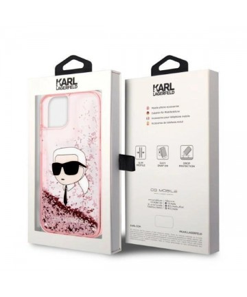 Karl Lagerfeld Glitter Karl's Head case for iPhone 14 Plus - pink