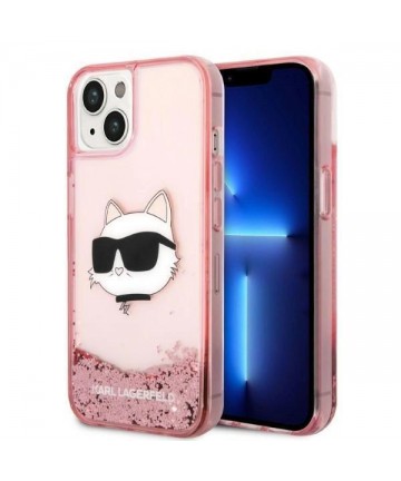 Karl Lagerfeld Glitter Choupette Head case for iPhone 14 Plus - pink